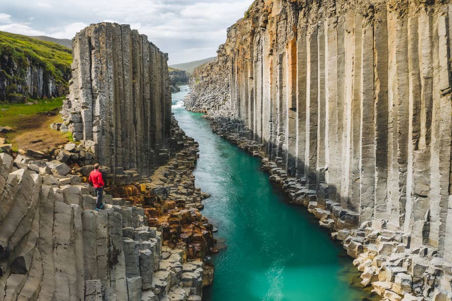 Basalt columns of Studlagil Canyon in East Iceland.