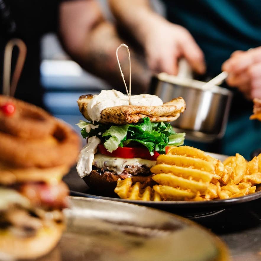 Icelandic burger from the Islenski Barinn menu in downtown Reykjavik.