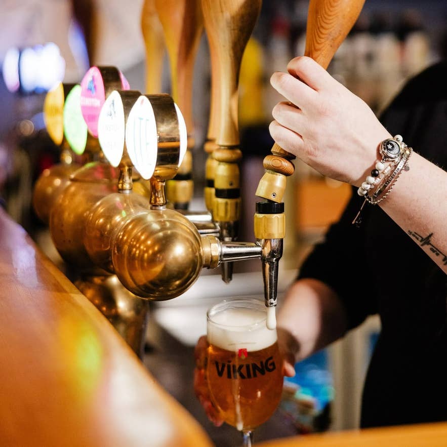 A pour of Icelandic craft beer at the Islenski Barinn bar in Reykjavik.