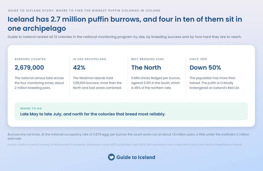 Where to Find the Biggest Puffin Colonies in Iceland: A Study of 2.7 Million Burrows