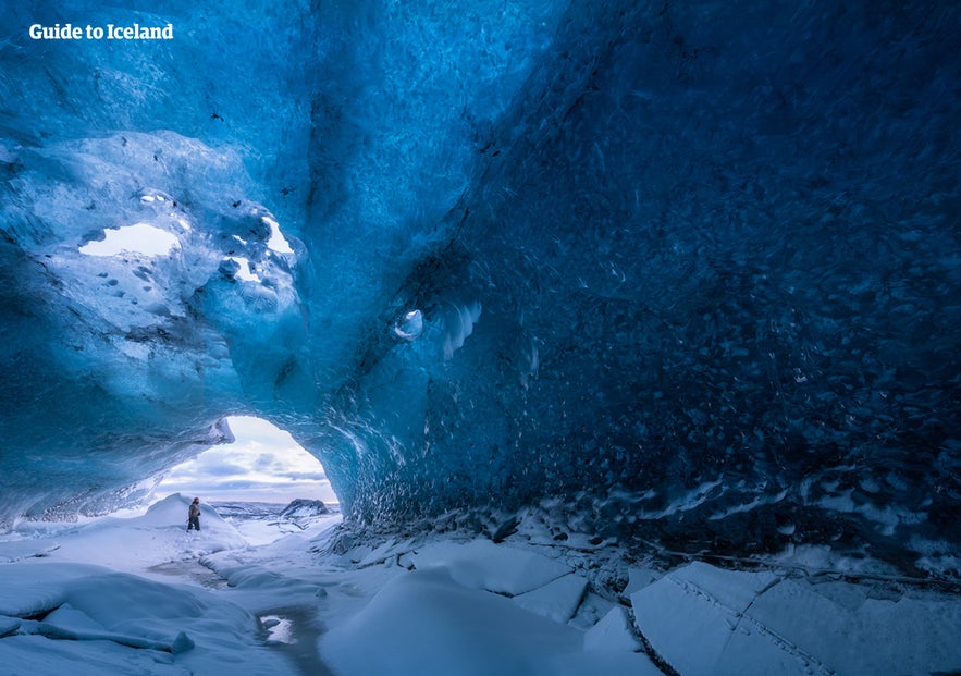 Winter is the main time for ice caving tours in Iceland