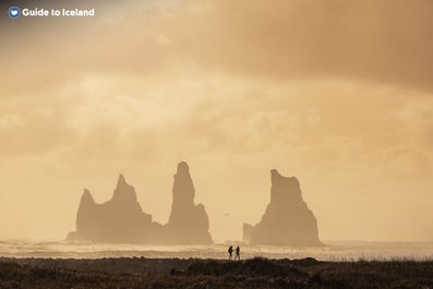 The South Coast's Reynisfjara beach has impressive sea stacks.