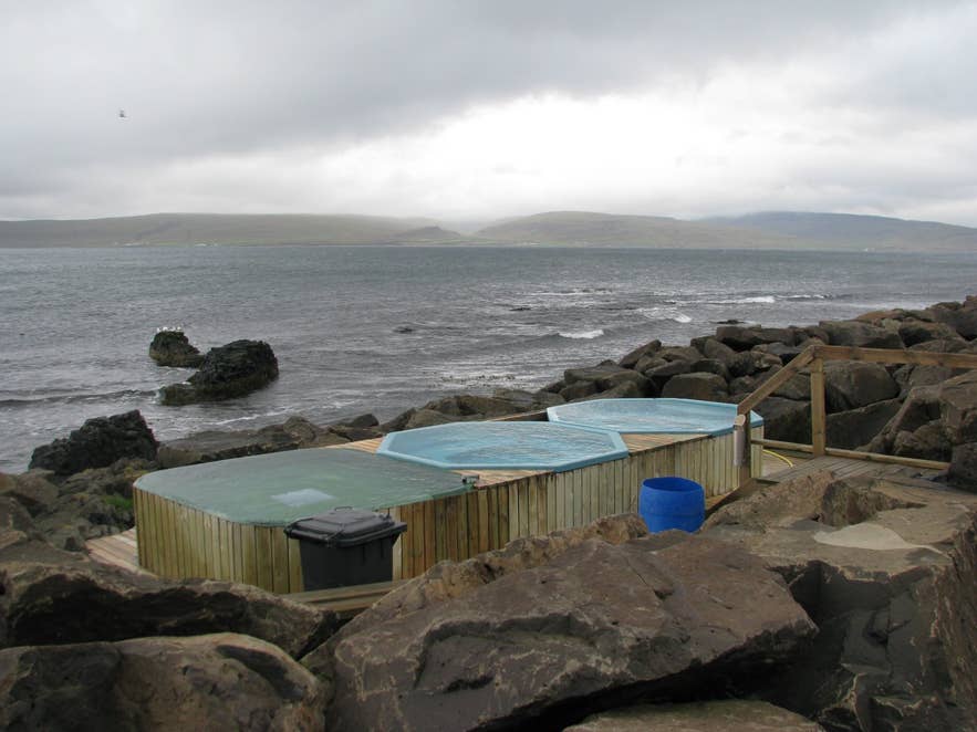 The free seaside hot tubs at Drangsnes on the Strandir coast The free seaside hot tubs at Drangsnes on the Strandir coast