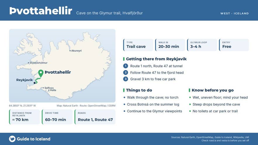 Infographic about Þvottahellir: key facts, directions, things to do and what to know before you go, with a map of Iceland Infographic about Þvottahellir: key facts, directions, things to do and what to know before you go, with a map of Iceland