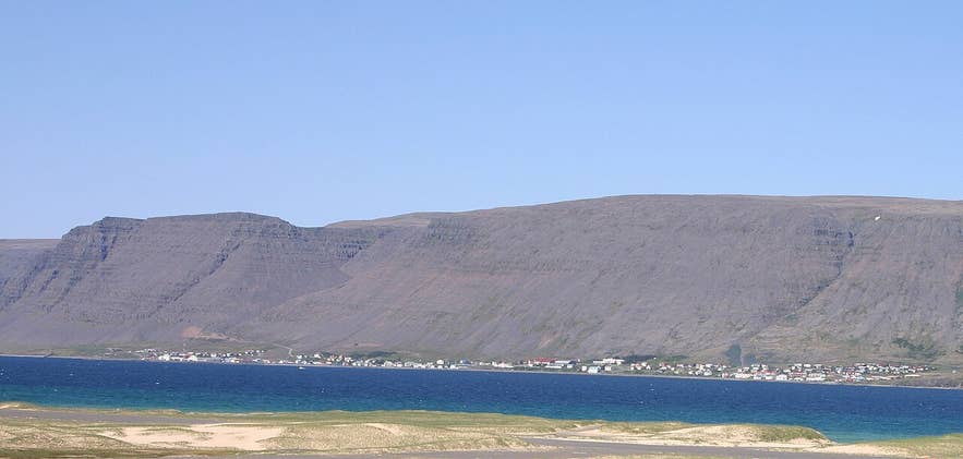 Patreksfjörður town on its fjord in the Westfjords, start of the Lambeyrarháls hike