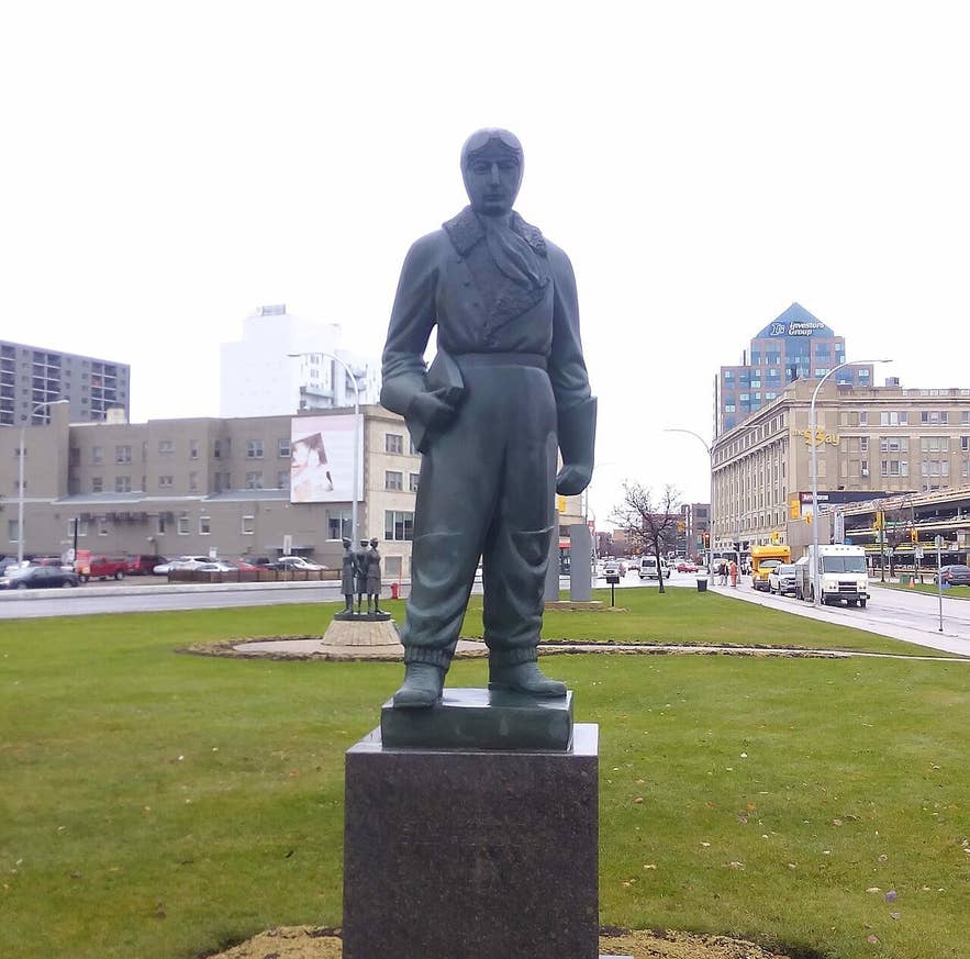Leo Mol statue of William Stephenson in aviator uniform on Memorial Boulevard, Winnipeg Leo Mol statue of William Stephenson in aviator uniform on Memorial Boulevard, Winnipeg