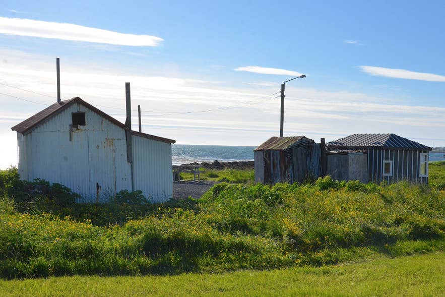Old fishermen's huts at Grímsstaðavör on the Ægisíða shore in west Reykjavík
