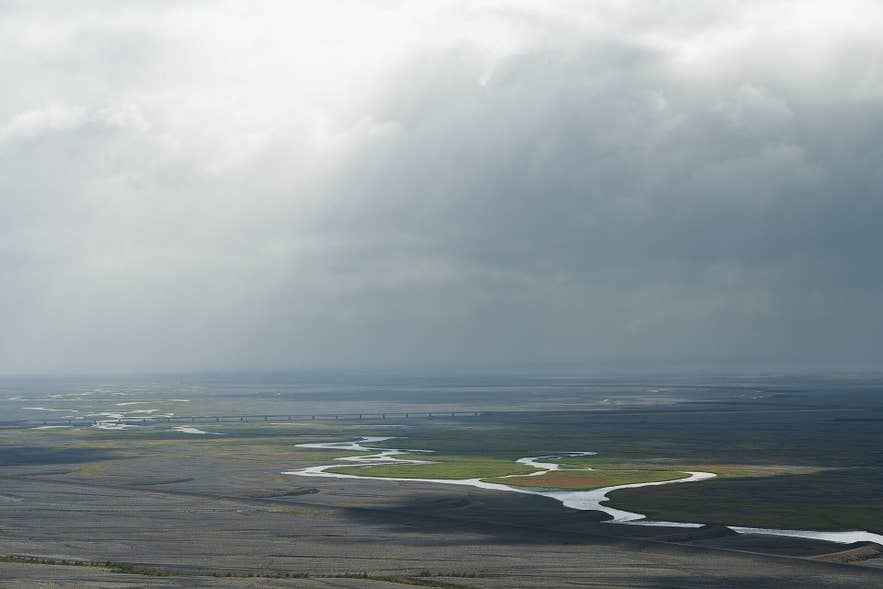 Braided meltwater channels on the Skeiðarársandur outwash plain seen from Skaftafell