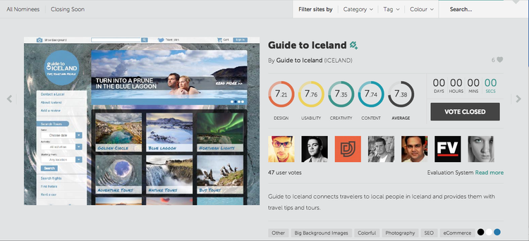 Our old website was nominated to International website awards AWWWARDS