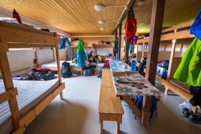 The bedrooom in one of the mountain huts in the Vatnajokull National Park.