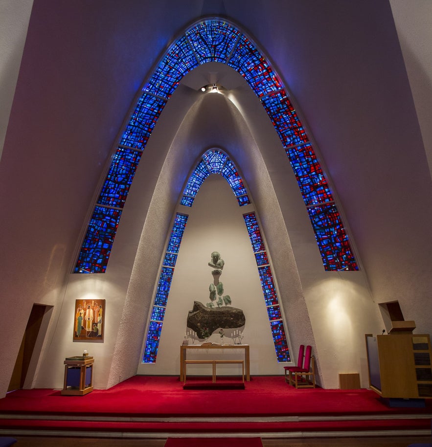 The altar of the Kopavogskirkja church is very unique