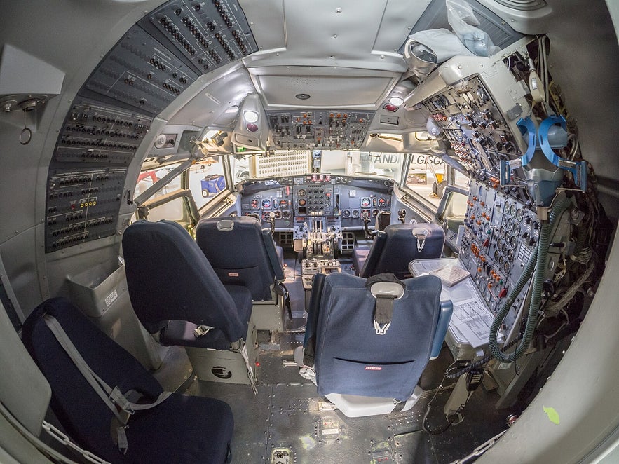 A glimpse into an aircraft's interior at the Icelandic Aviation Museum in Akureyri.