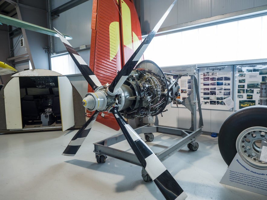 An airplane propellor on display at the Icelandic Aviation Museum in Akureyri.