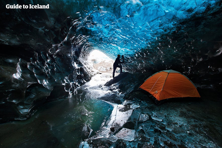 Inside an ice-cave in Iceland