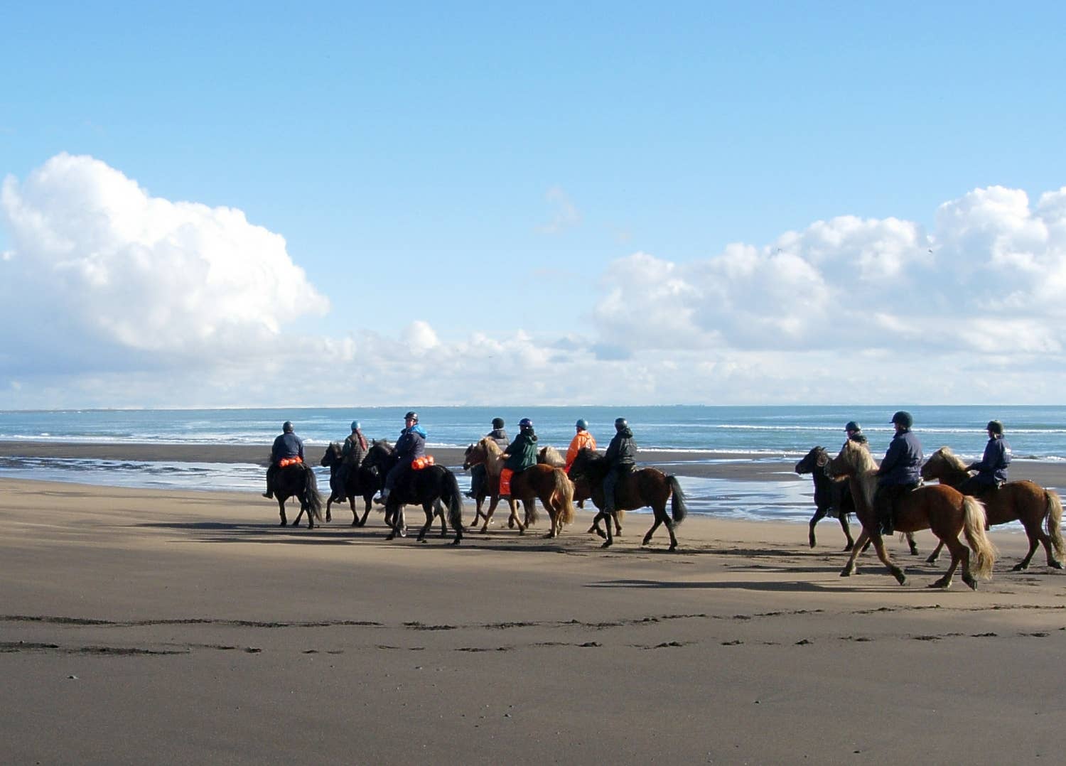 Équitation sur les plages spectaculaires d'Islande.