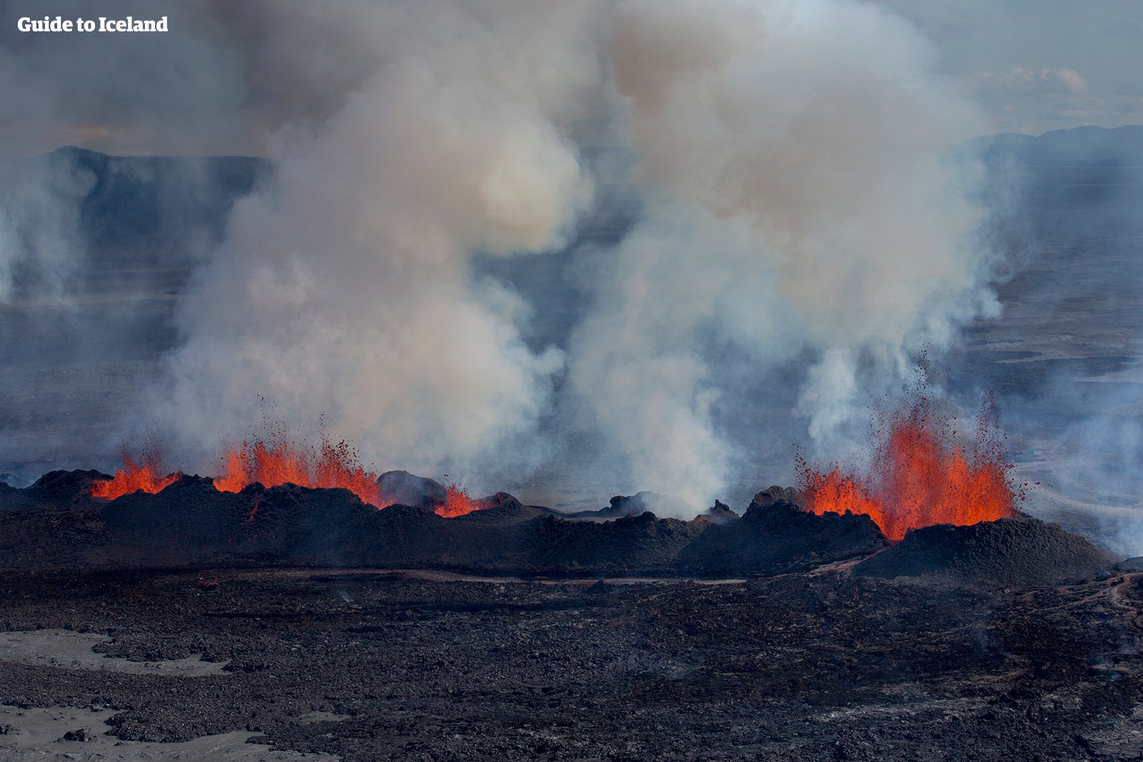 Vulkansk røg fra Holuhraun-udbruddet på Island