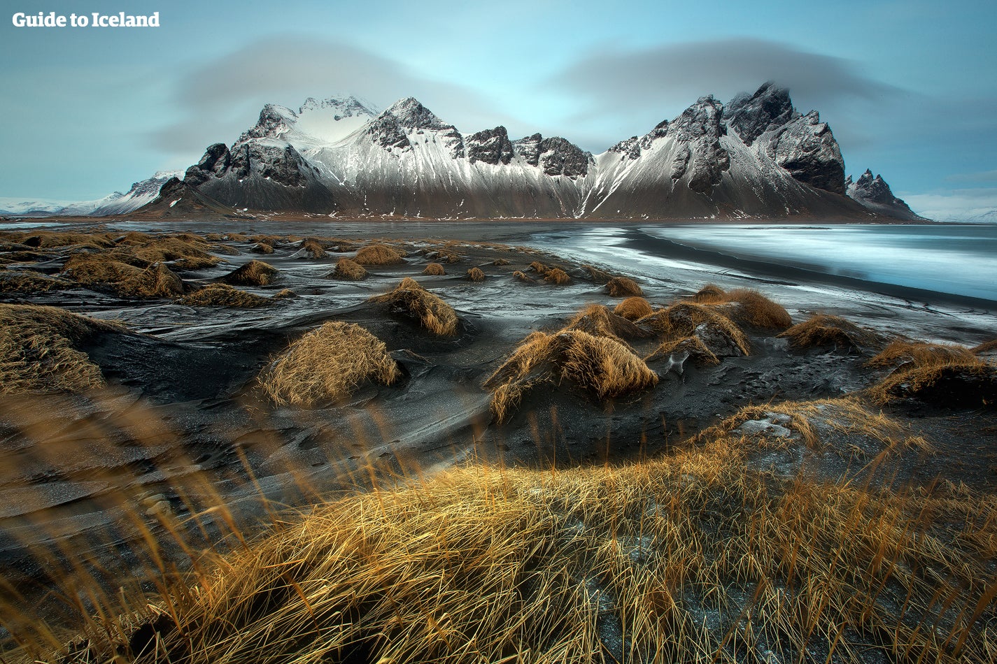 An autumn look of Vestrahorn mountain in the east of Iceland