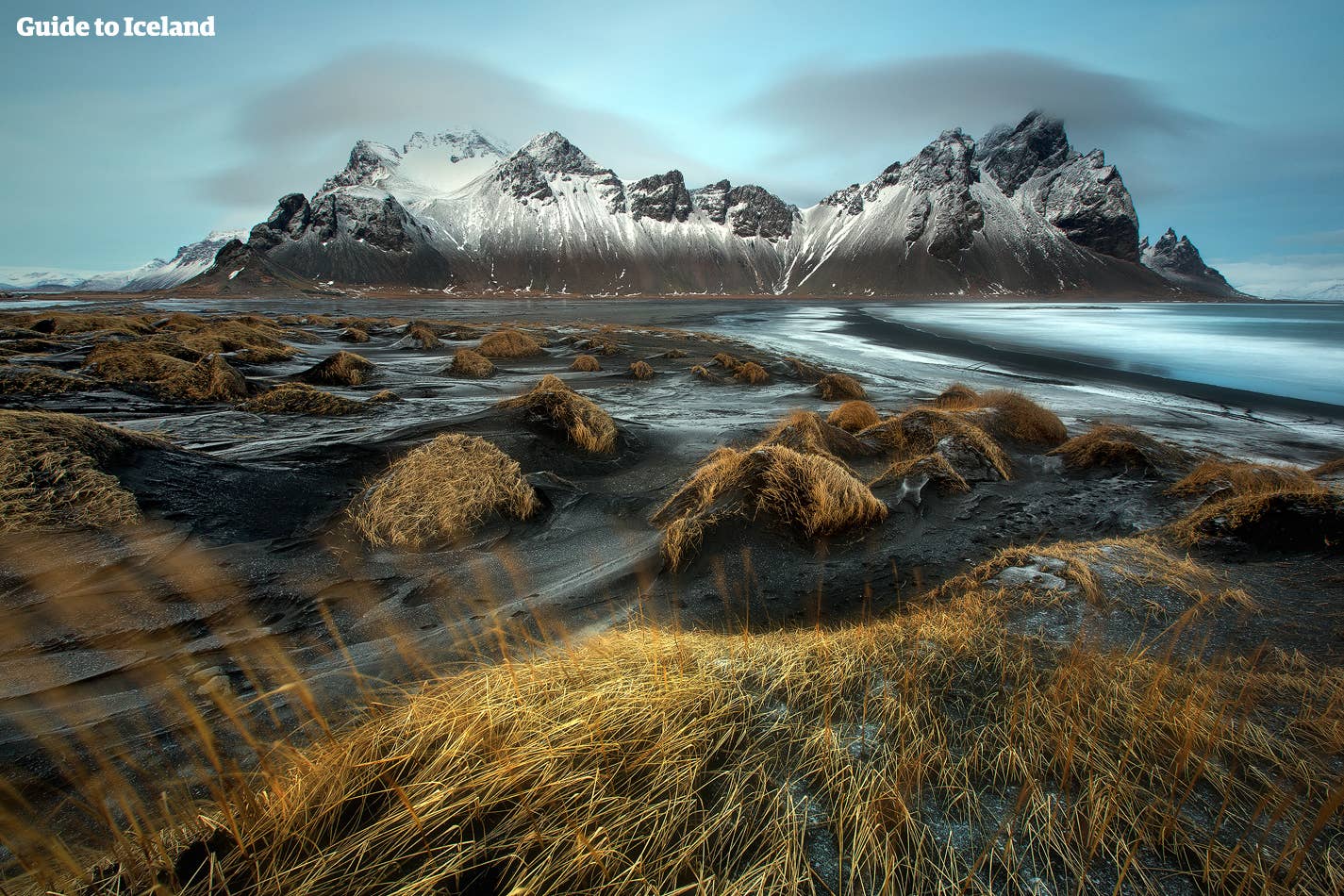An autumn look of Vestrahorn mountain in the east of Iceland