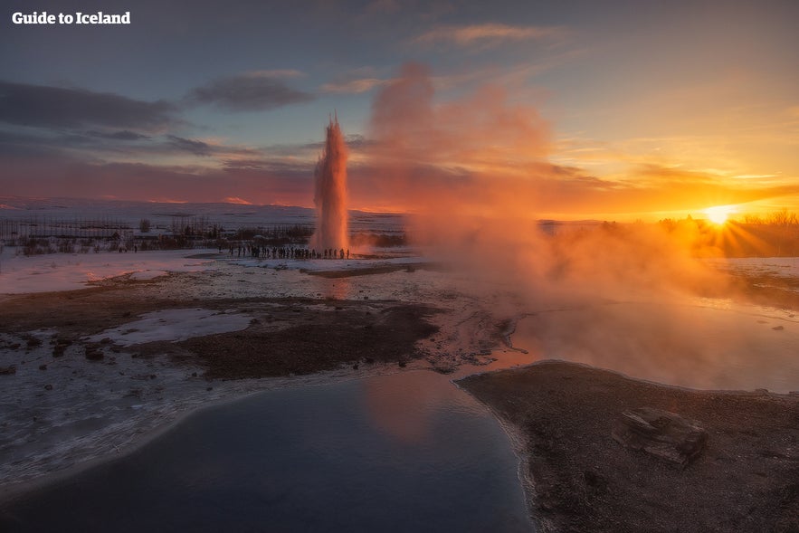 Geothermisch gebied Geysir op de Golden Circle-route