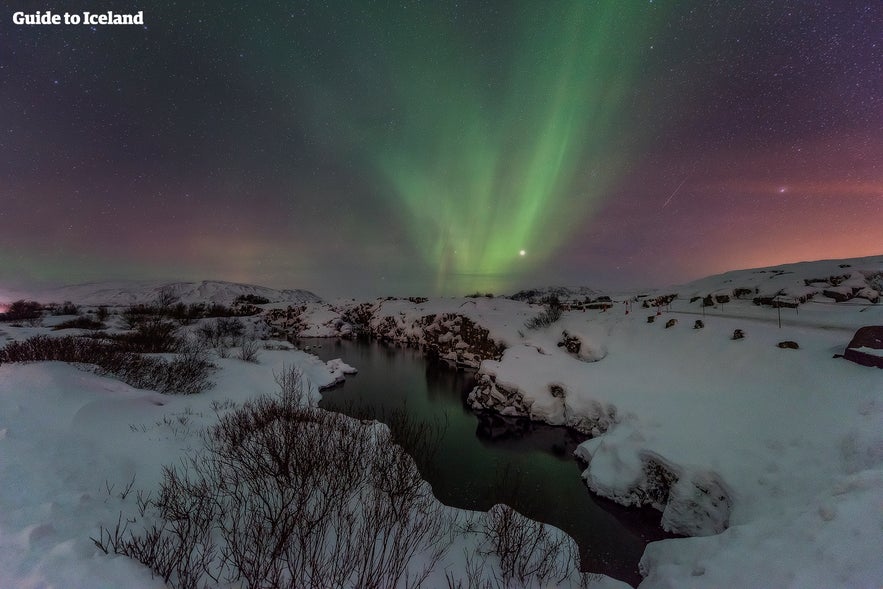 Auroras over Ãžingvellir national park