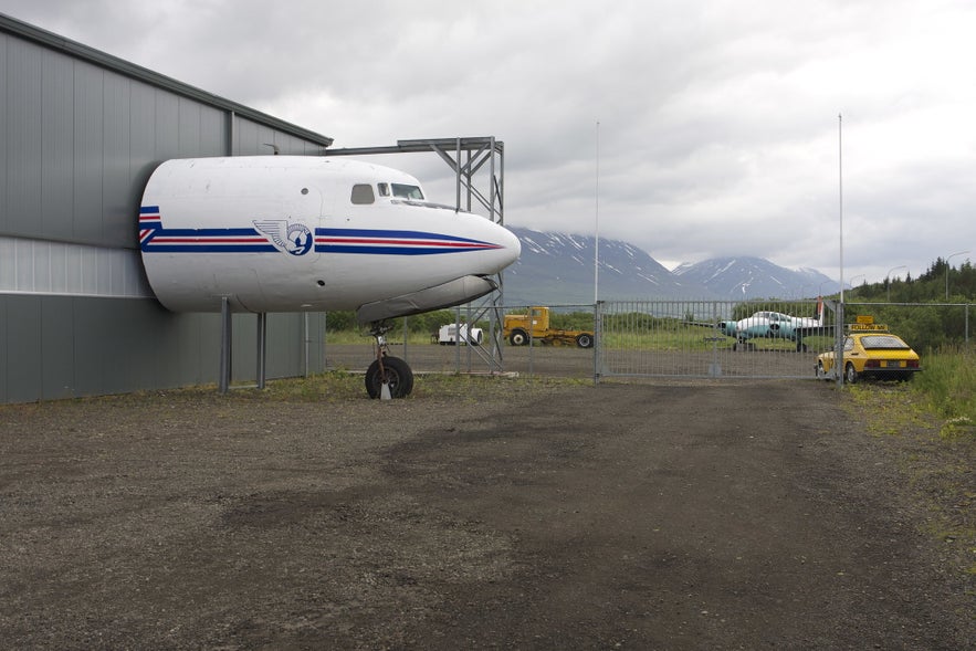 The Aviation Museum building has a plane sticking out of the wall!