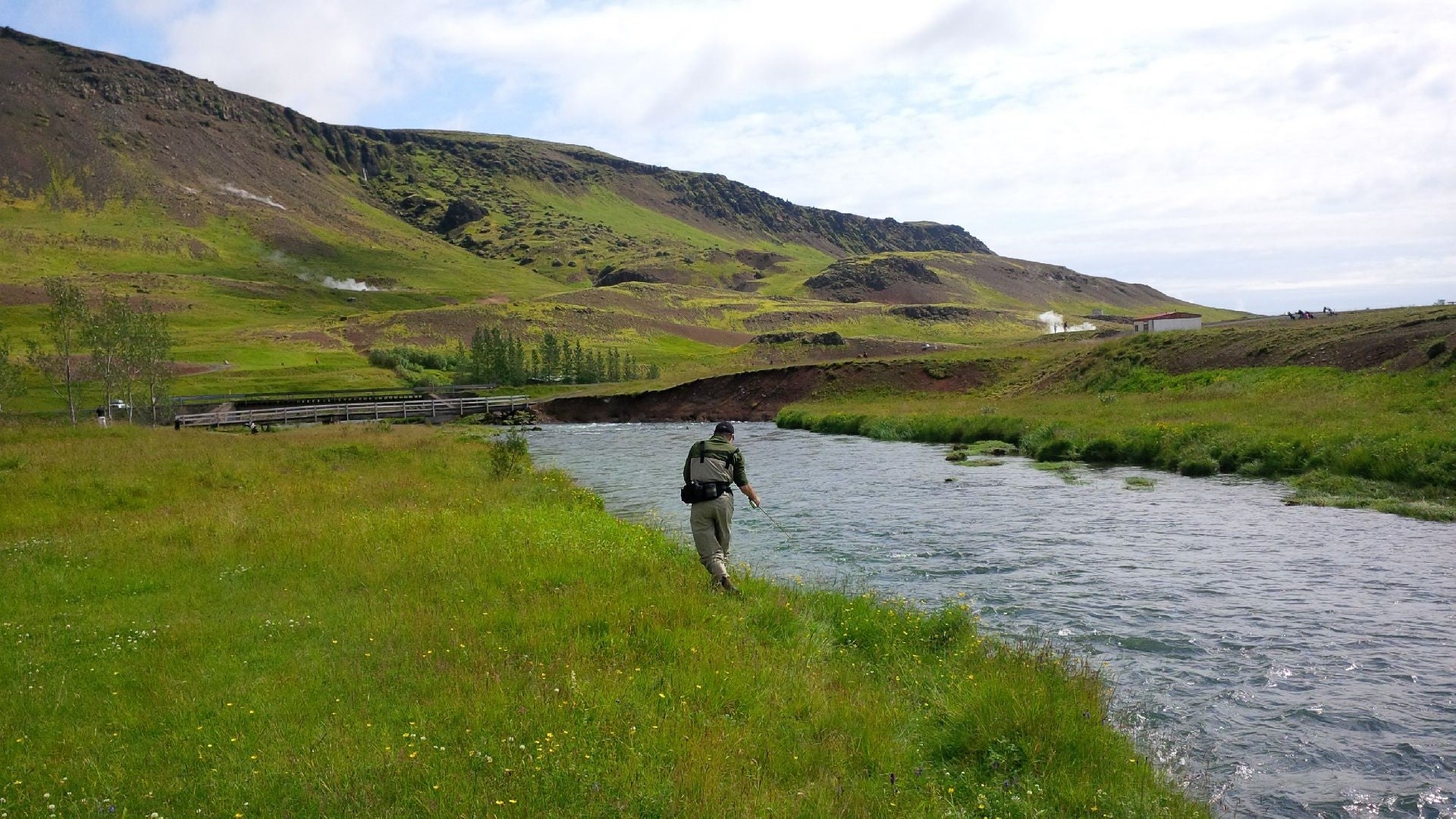Varmá River by Hveragerði in South Iceland is a favourite fishing spot among the locals of Iceland.