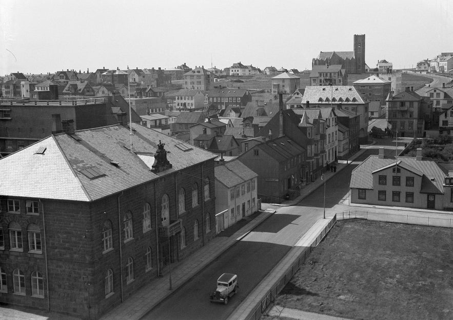 Landakotskirkja cathedral towered over Reykjavik