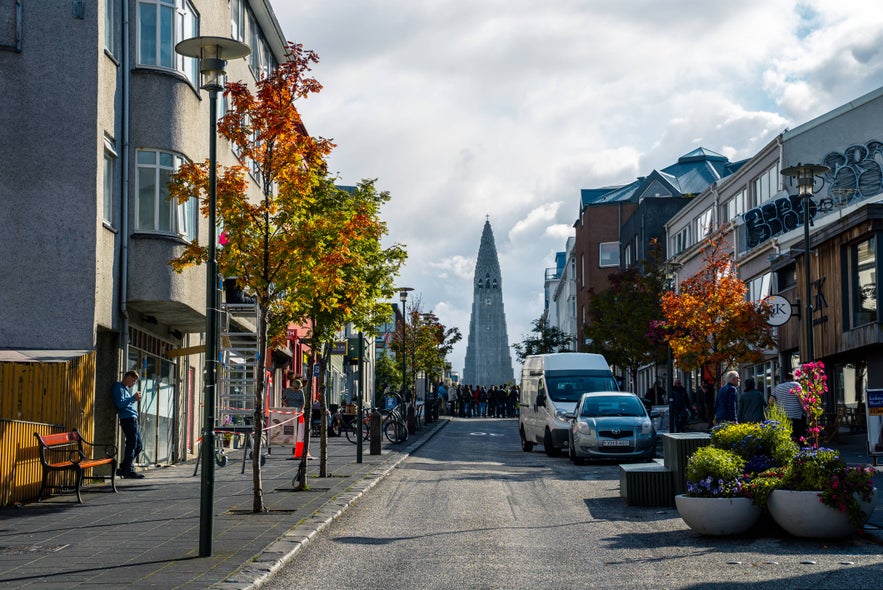 Downtown Reykjavik leads to the iconic Hallgrimskirkja church.