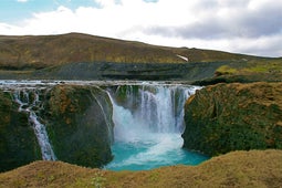 The Sigoldufoss waterfall in the Icelandic Highlands.