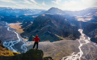 A guest basking in the majestic views in Thorsmork.