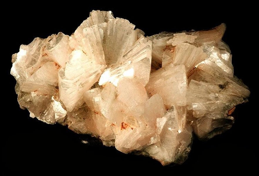 Clusters of heulandite from a mineral specimen at Teigarhorn Natural Monument and Nature Preserve.