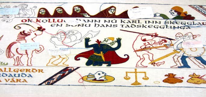 The Njálurefill Tapestry in South Iceland and the Saga Centre - the Saga of Njáll
