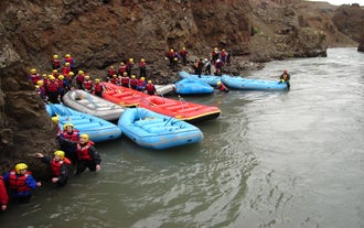 Boats await you on the banks of the West Glacial River in northern Iceland.