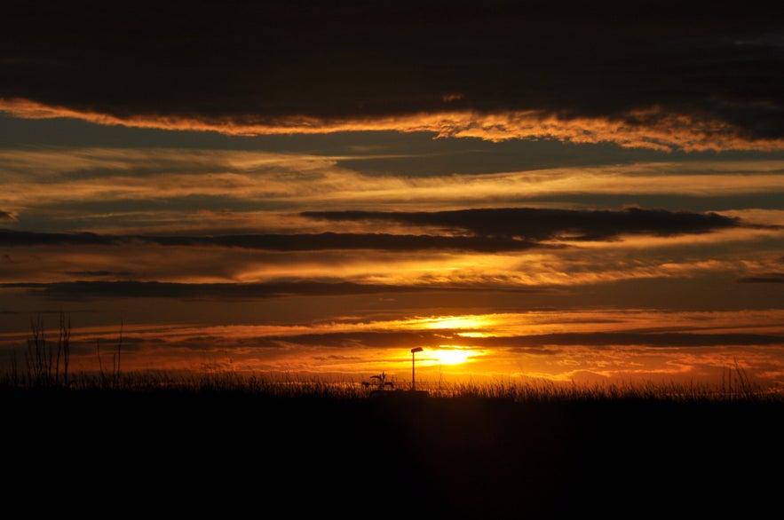 Sunset in late June in Iceland