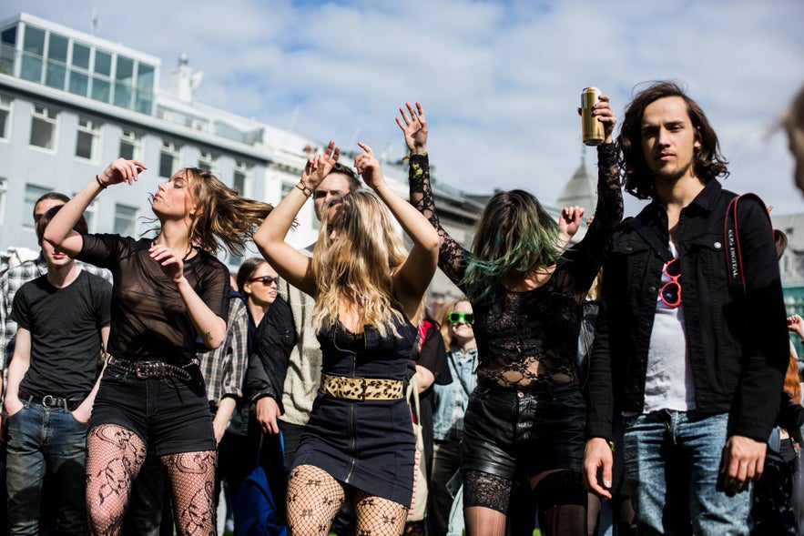 People having fun at Slut Walk 2014 in Reykjavík