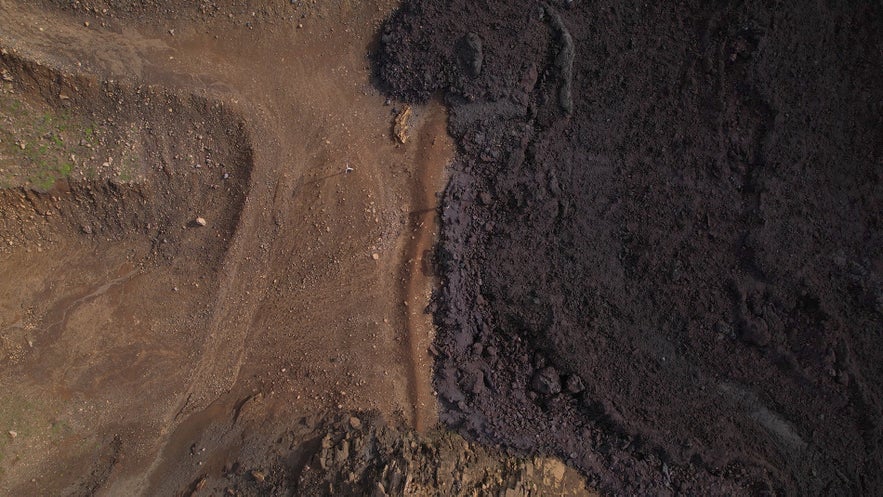 The lava field in Reykjanes as seen from above