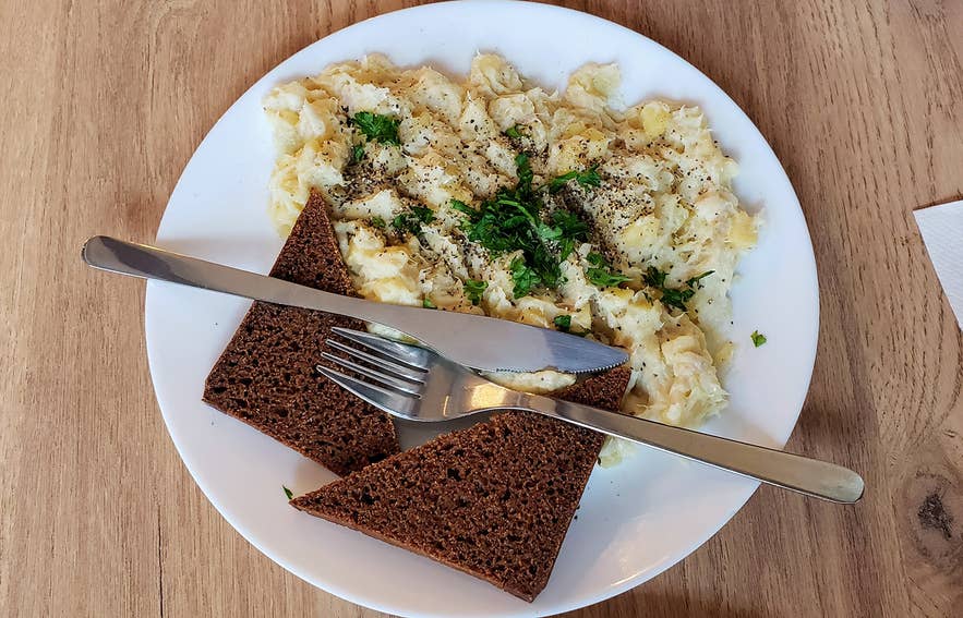 Plokkfiskur with a side of rye bread in Iceland Plokkfiskur with a side of rye bread in Iceland