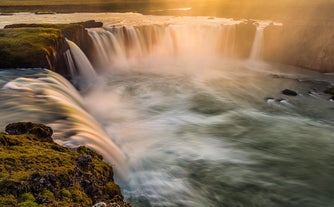 A closer look at the beautiful Godafoss waterfall in North Iceland.