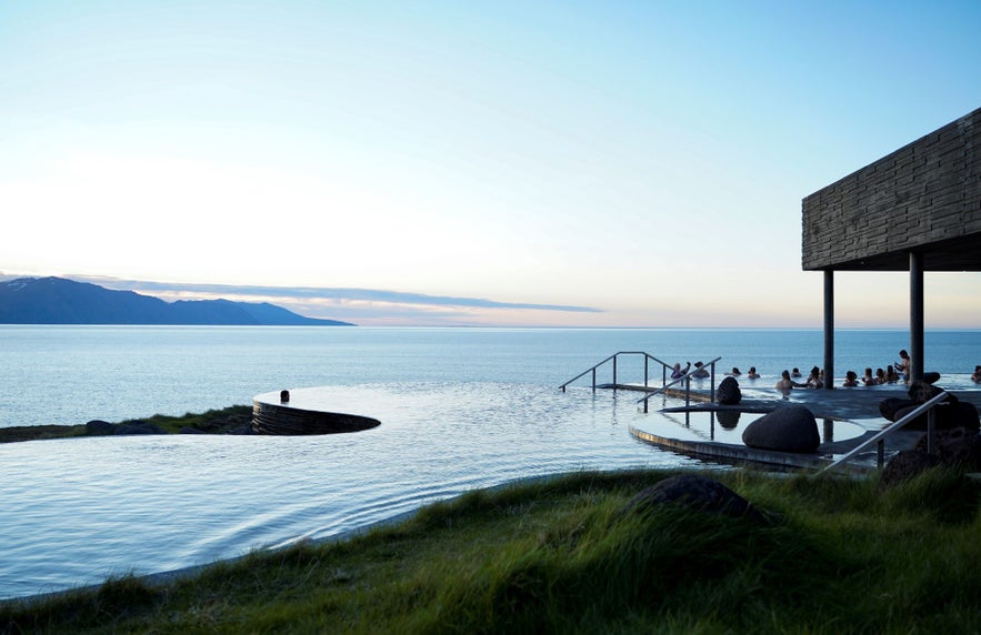 Relax in the Geosea baths when visiting Husavik