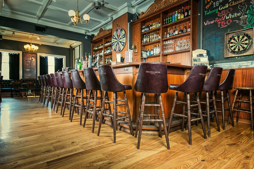 The bar at the English Pub is in a classic London style