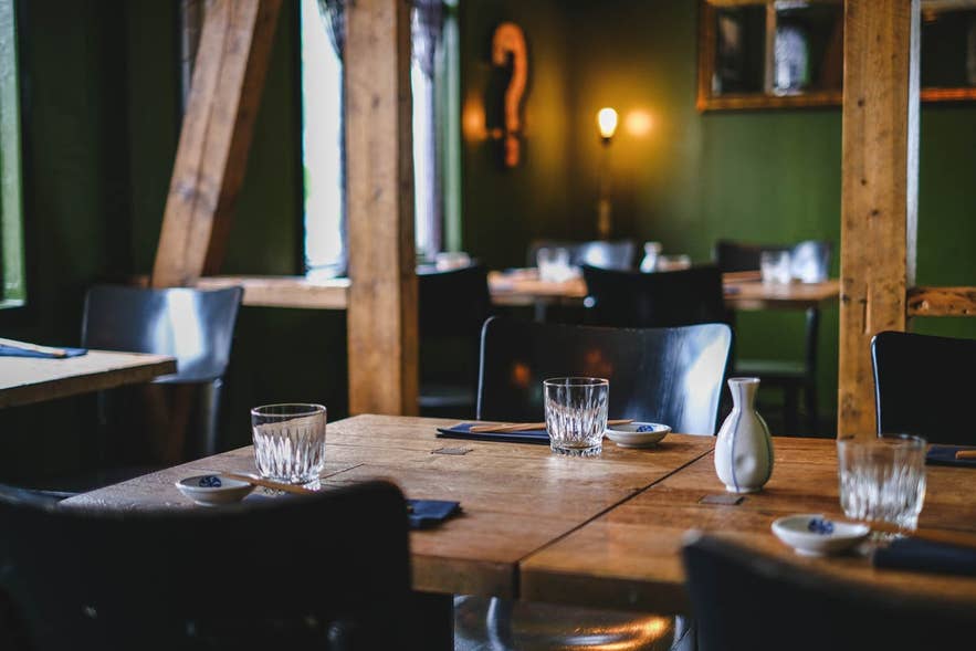 The Norð Austur restaurant has a cozy interior.
