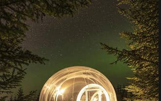 Each bubble at the Buubble Olvisholt lights up, adding to the majestic experience of sleeping under the stars.