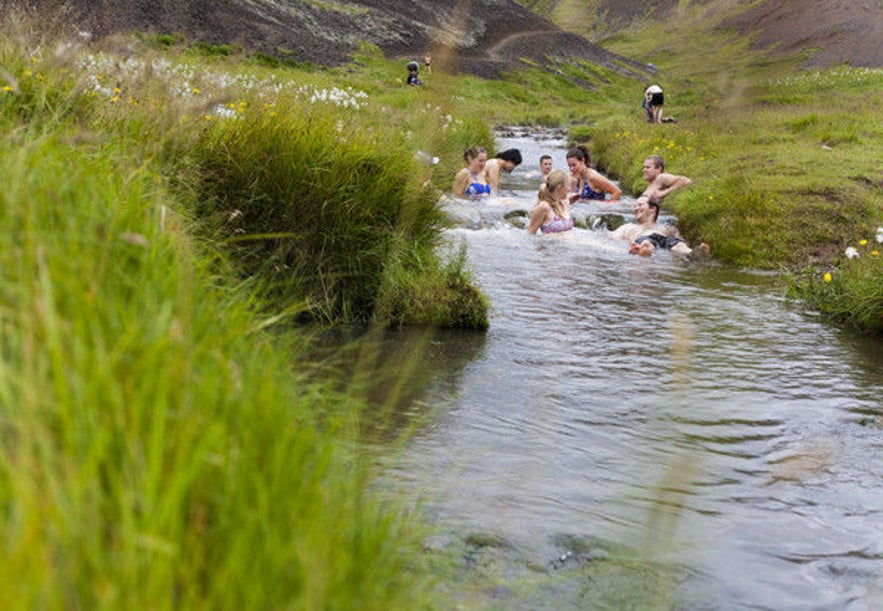 Warm geothermal river in Iceland