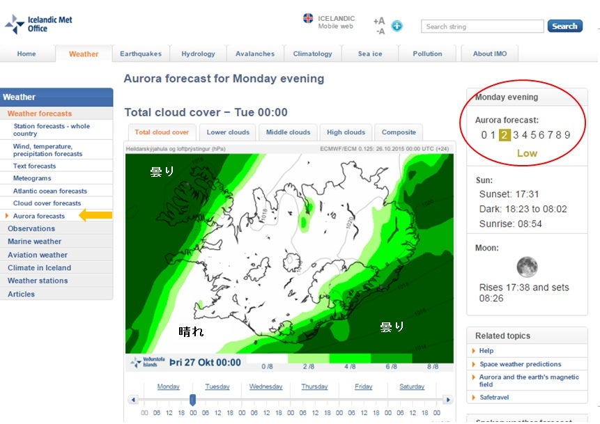 オーロラ予報が確認できる便利なサイト