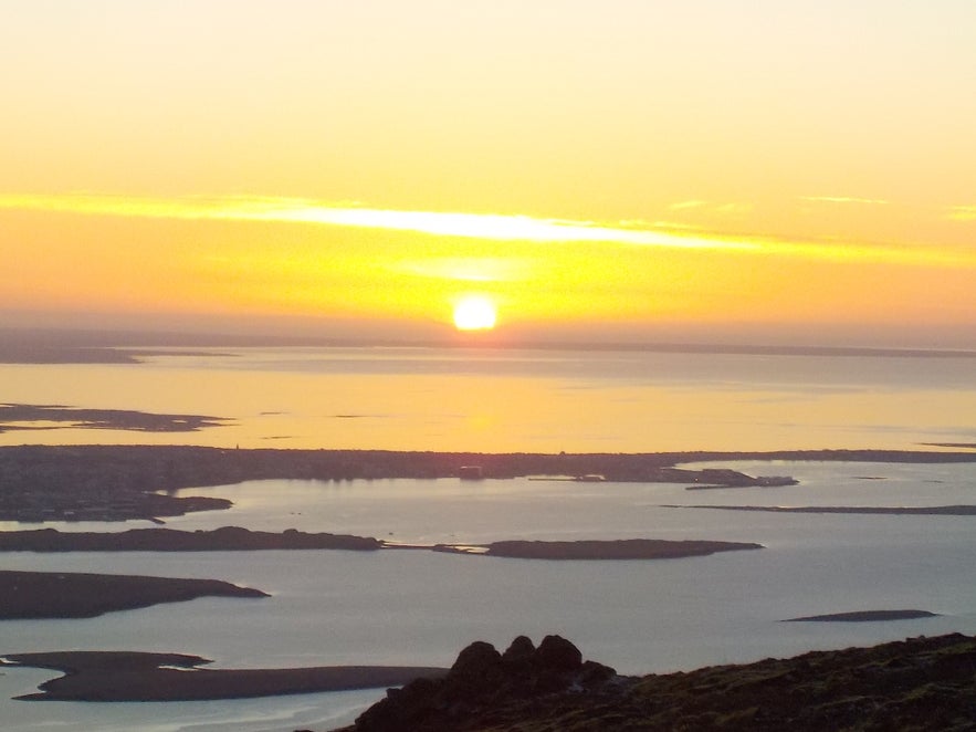 Sunset over Faxaflói Bay and Reykjavík