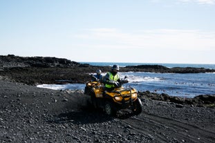 The black sands of Iceland make for a great open space for ATV rides.