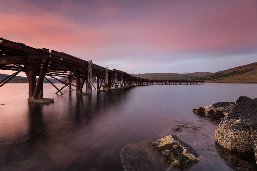 The old submarine pier in Hvalfjordur.