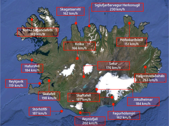 Weather forecast for storm in Iceland