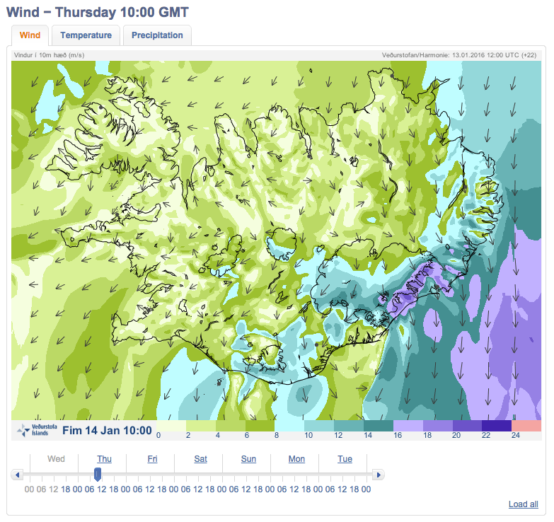 冰岛天气风速预报