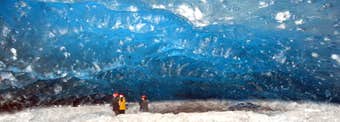 A Sapphire blue Crystal Ice Cave in Vatnajökull Glacier in South Iceland